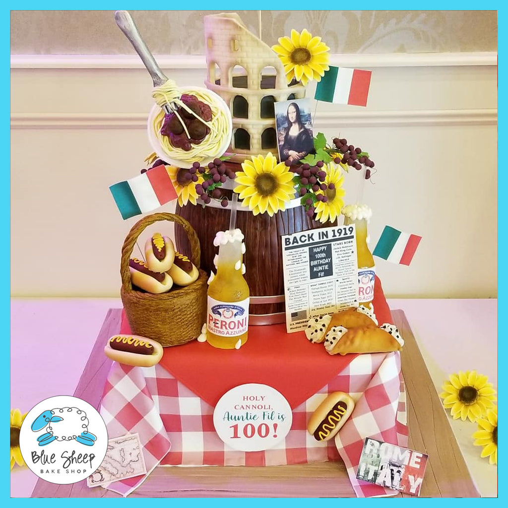Italy themed 100th birthday cake