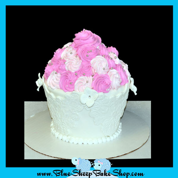 lace and roses giant cupcake cake