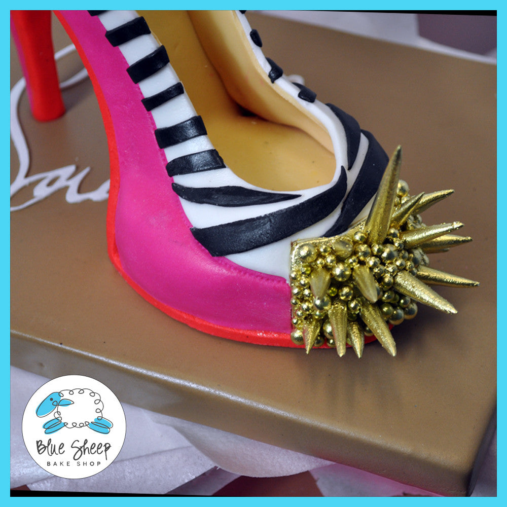 Hot Pink and Gold Spike Shoe & Shoe Box Cake