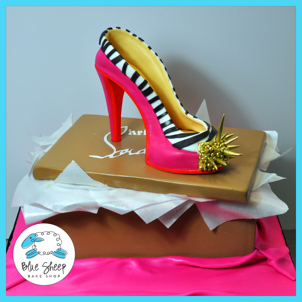 Hot Pink and Gold Spike Shoe & Shoe Box Cake