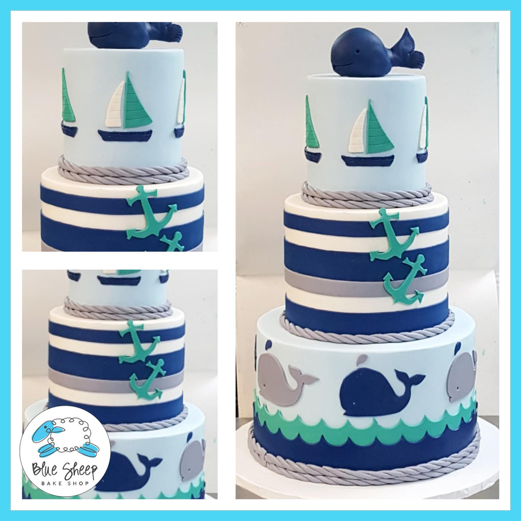 nautical themed whale baby shower cake nj