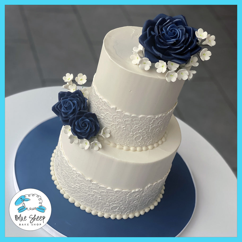 buttercream wedding cakes nj navy sugar roses and lace