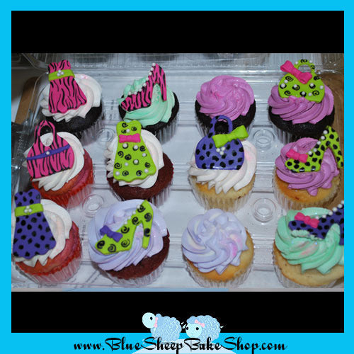 brightly colored fashion cupcakes