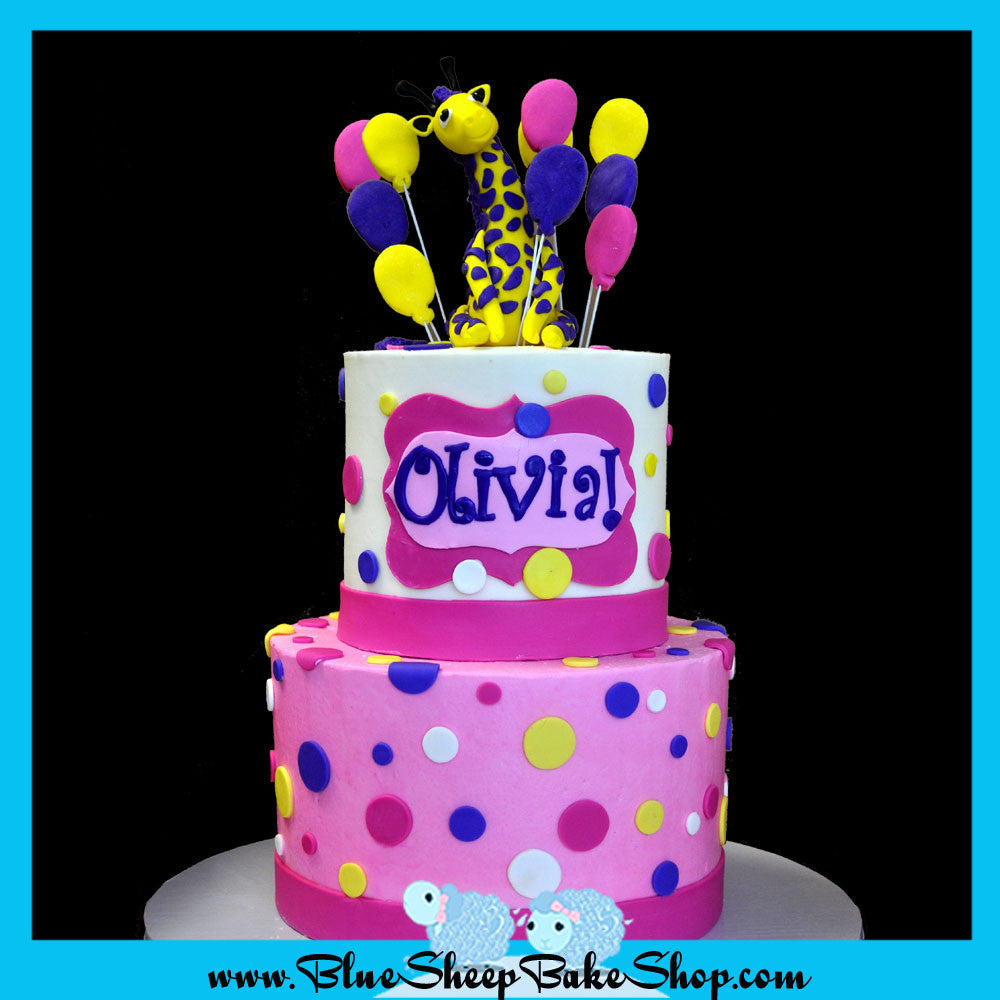 Olivia's Giraffe Buttercream Birthday Cake