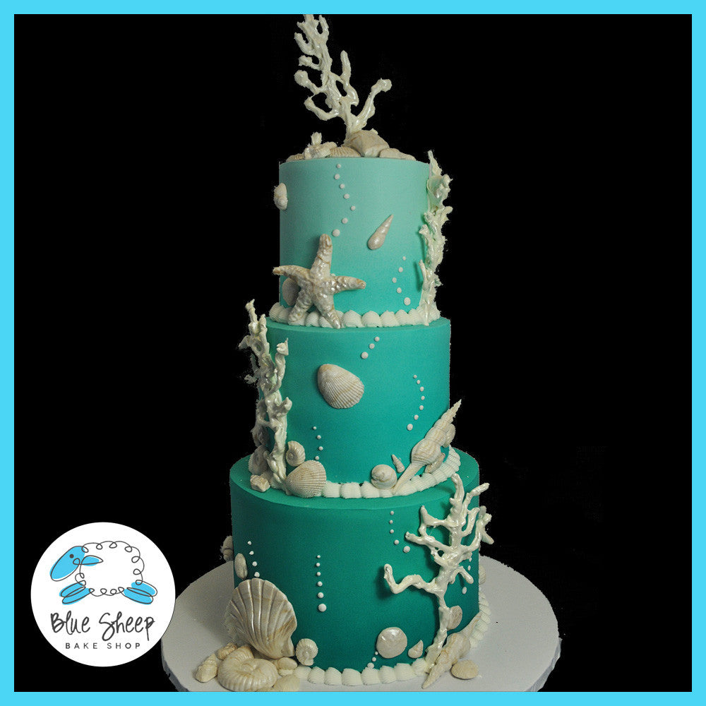 Ombre Under the Sea Wedding Cake
