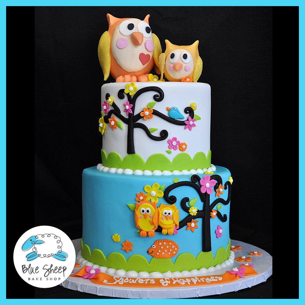 Owl Baby Shower Custom Cake