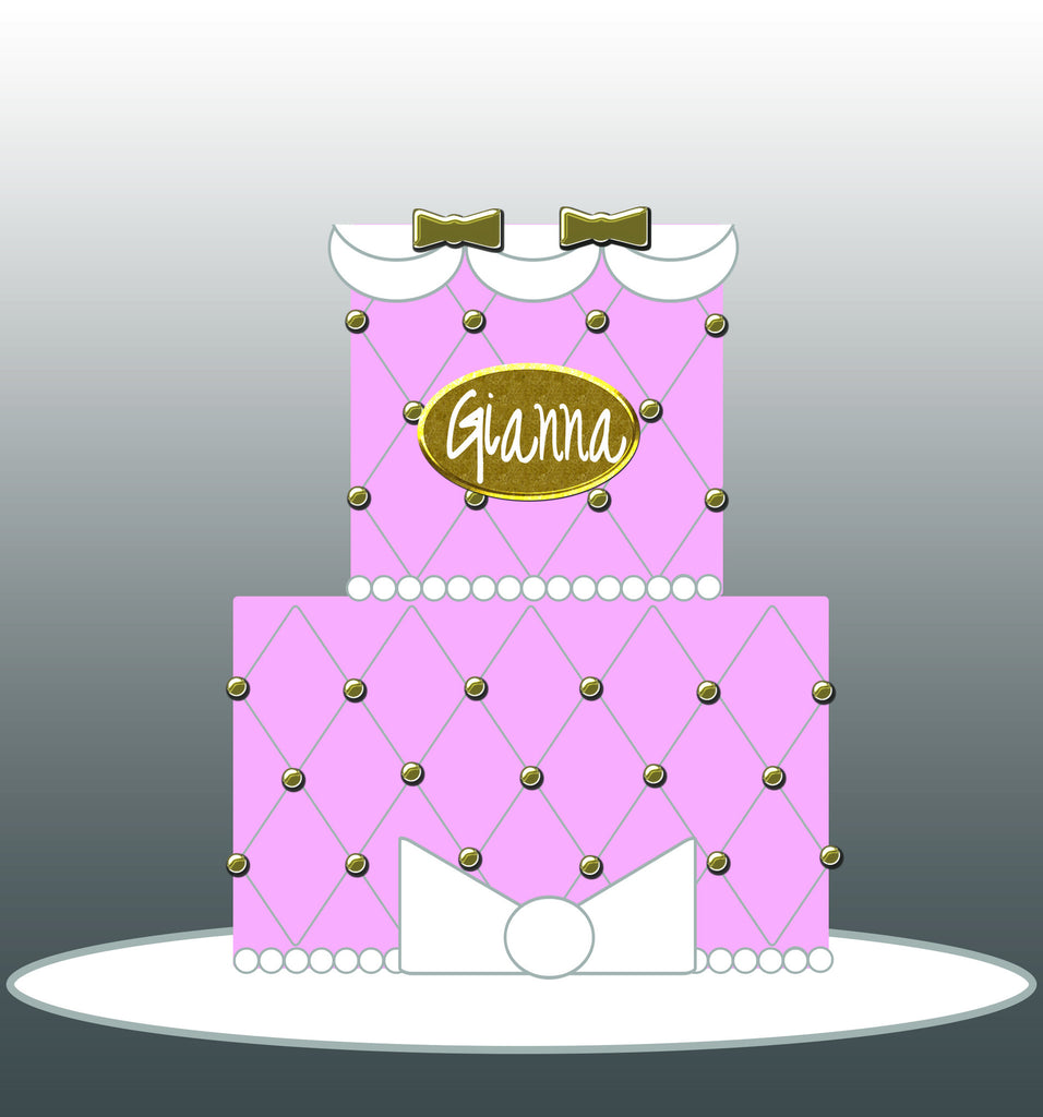 pink and gold 1st birthday cake sketch nj