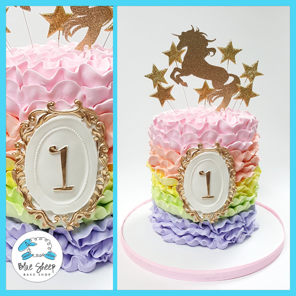 pasterl ombre ruffle rainbow unicorn cake nj