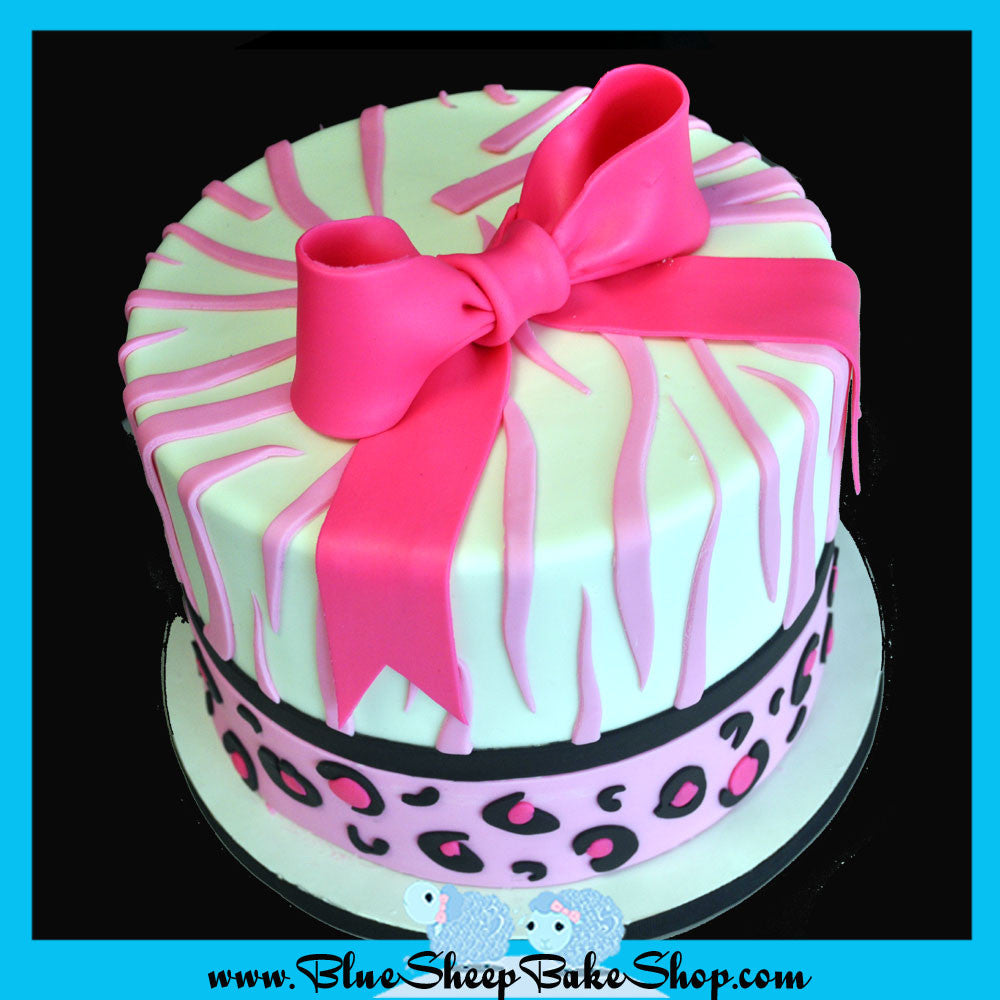 pink animal print baby shower cake nj