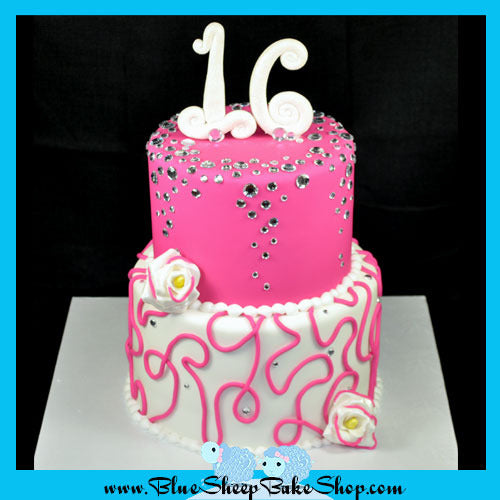 pink & diamonds sweet 16 birthday cake