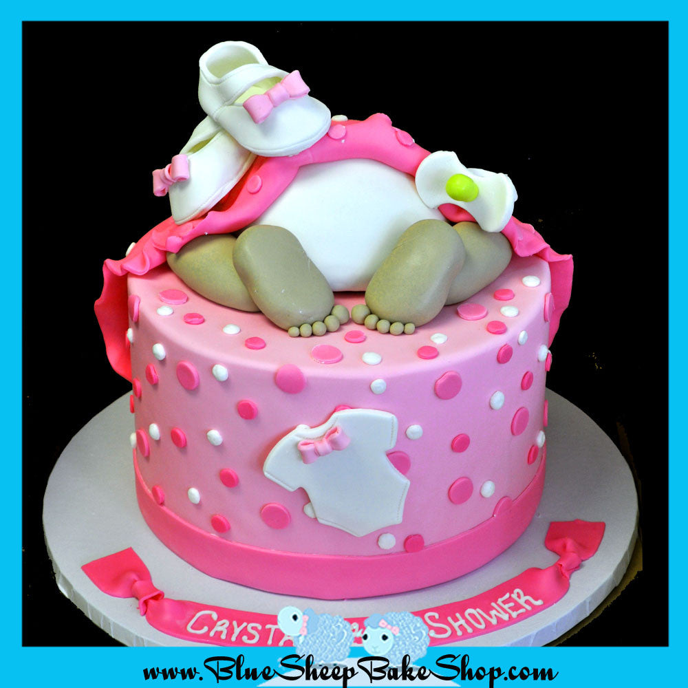 pink baby rump baby shower cake
