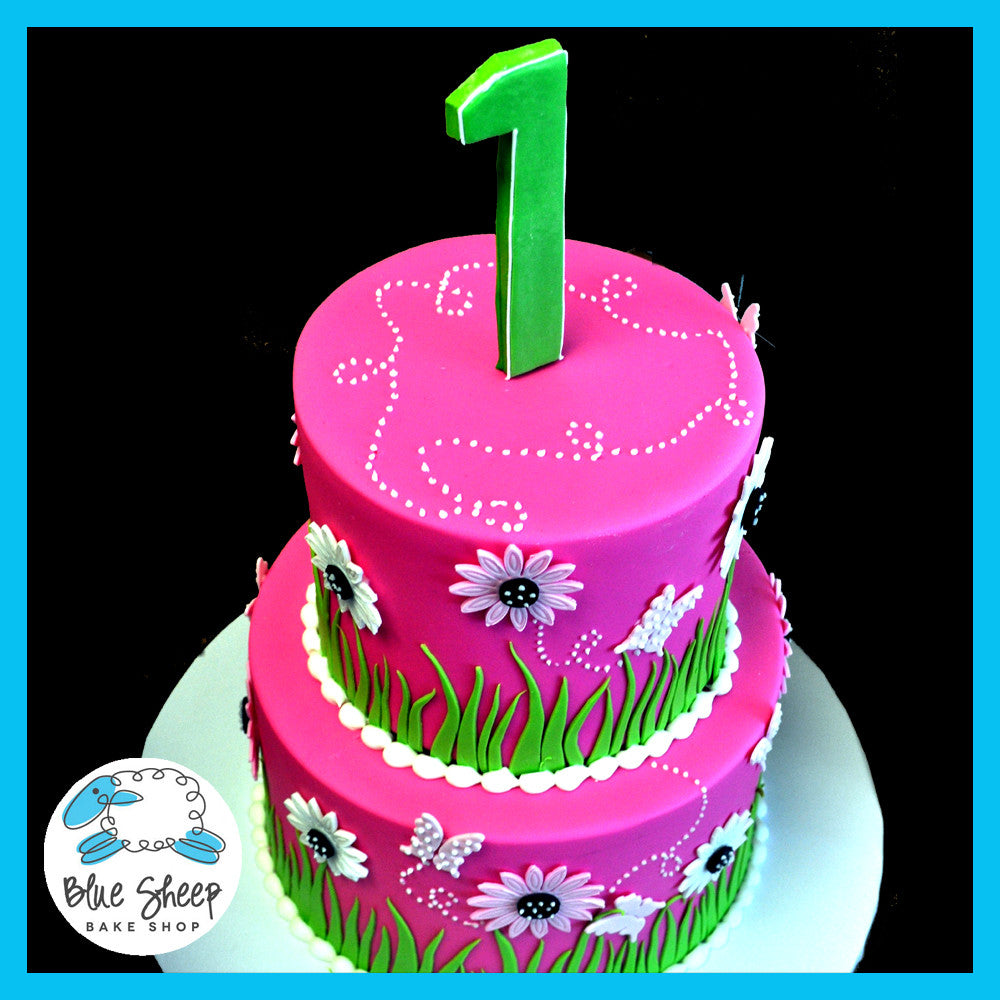 pink and lime 1st birthday cake nj