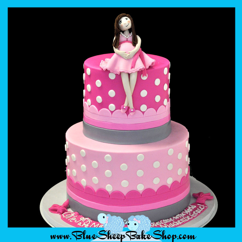 pink baby shower cake with polka dots custom cakes nj