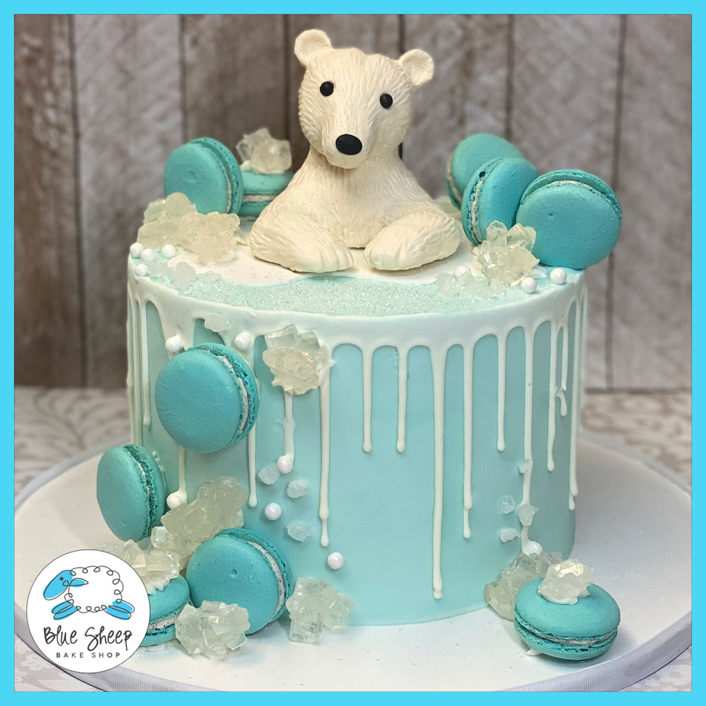 custom polar bear buttercream cake