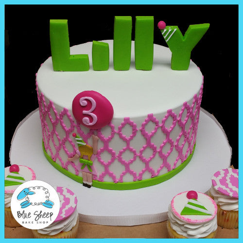Lilly's 3rd Birthday Quatrefoil Cake