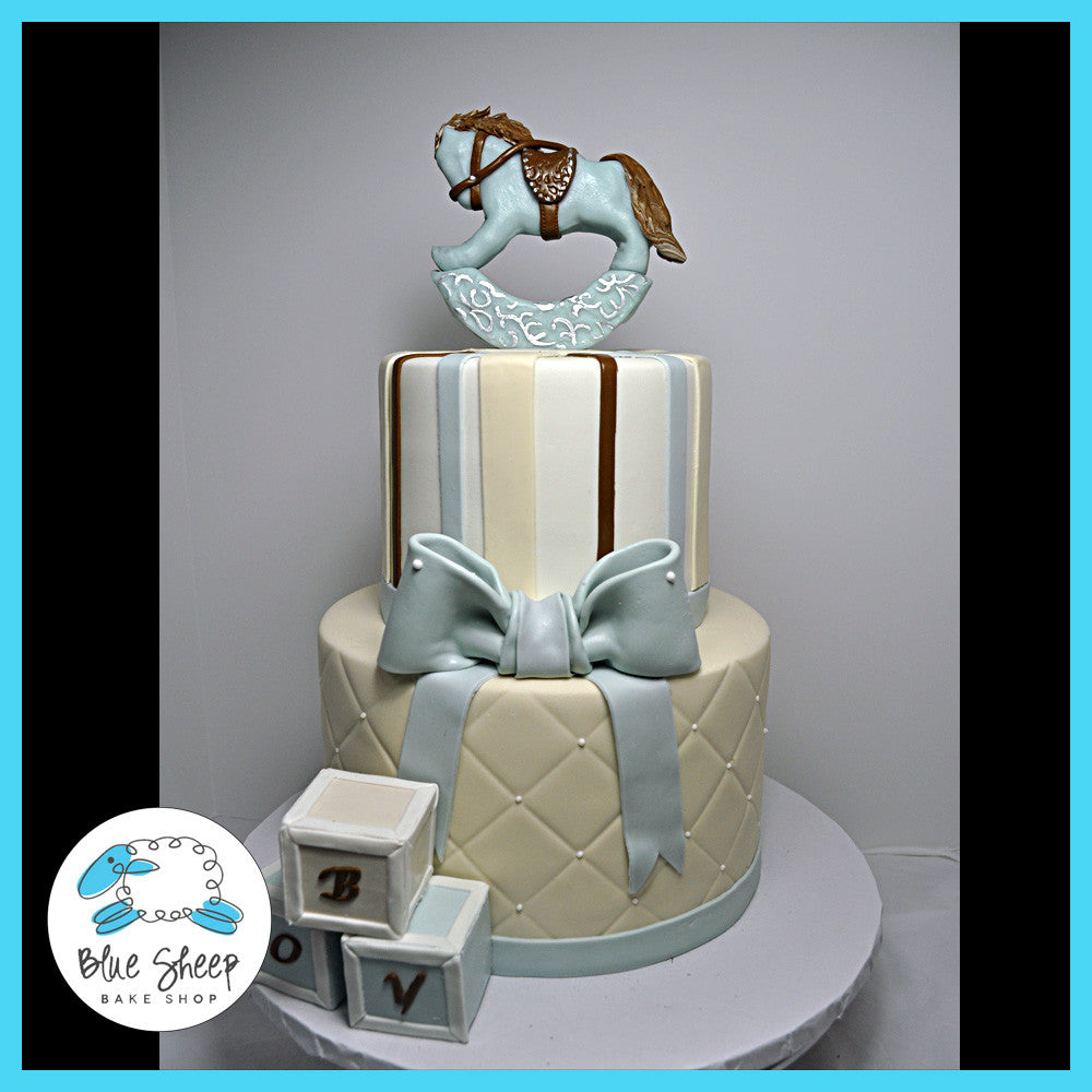 Rocking Horse Baby Shower Custom Cake