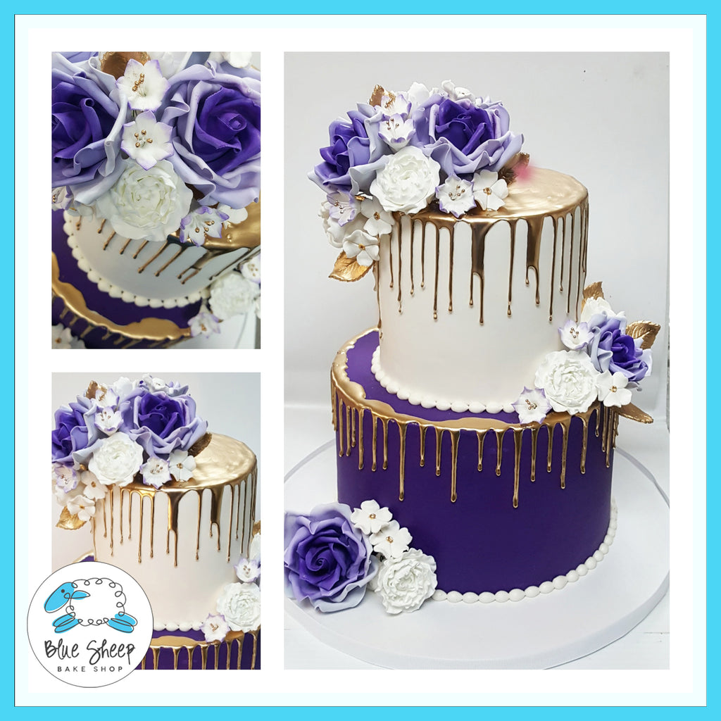 royal purple and gold drip wedding cake best cakes nj