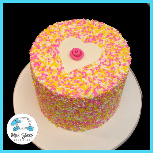 Buttercream Sprinkle Heart Cake Blue Sheep Bake Shop