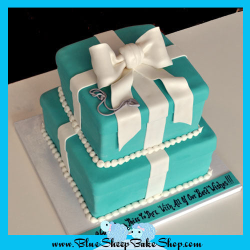 tiered tiffany & co. inspired bridal shower cake