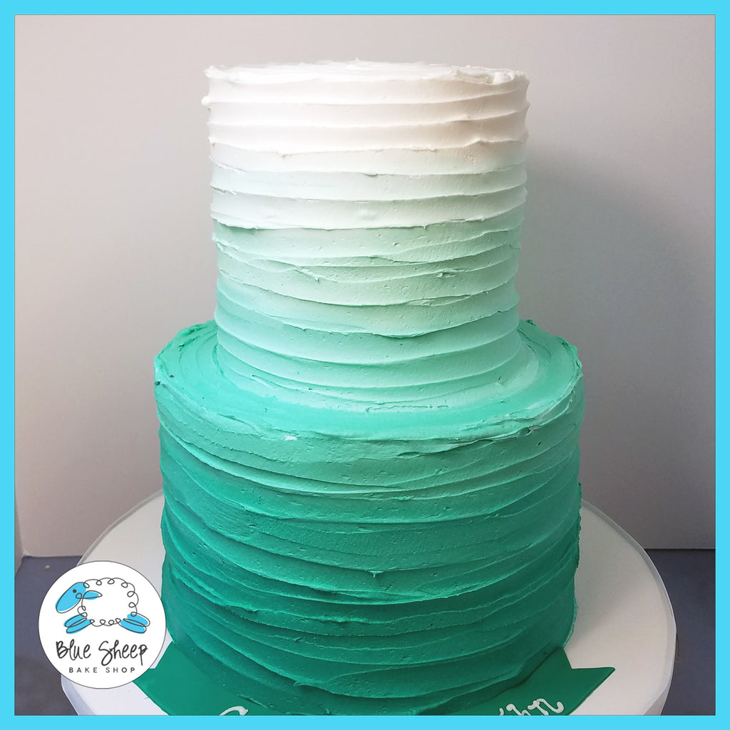 turquoise buttercream ombre birthday cake nj