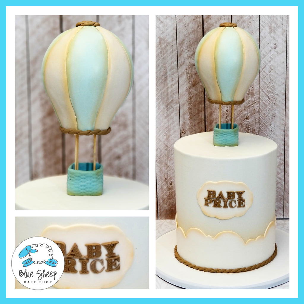 Vintage Hot Air Balloon Baby Shower Cake - Blue Sheep Bake Shop NJ