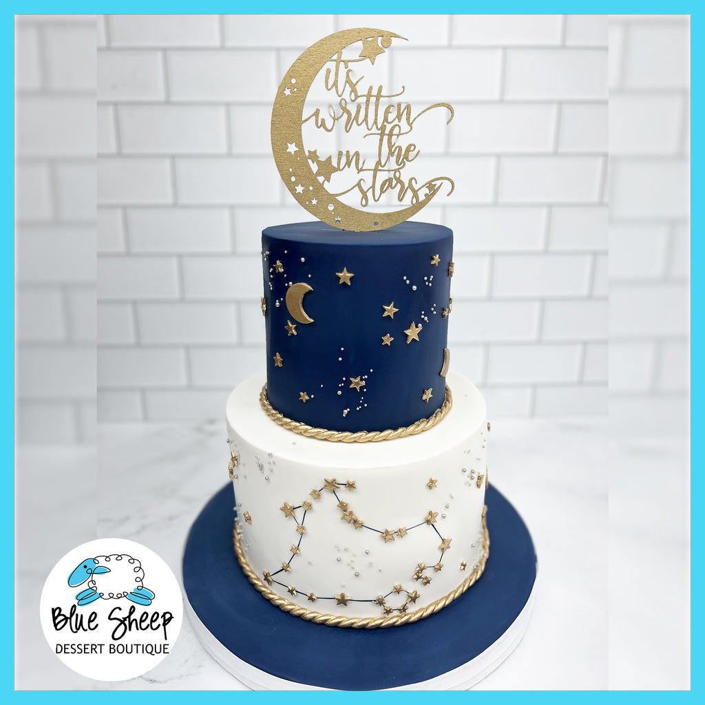 celestial zodiac engagement cake
