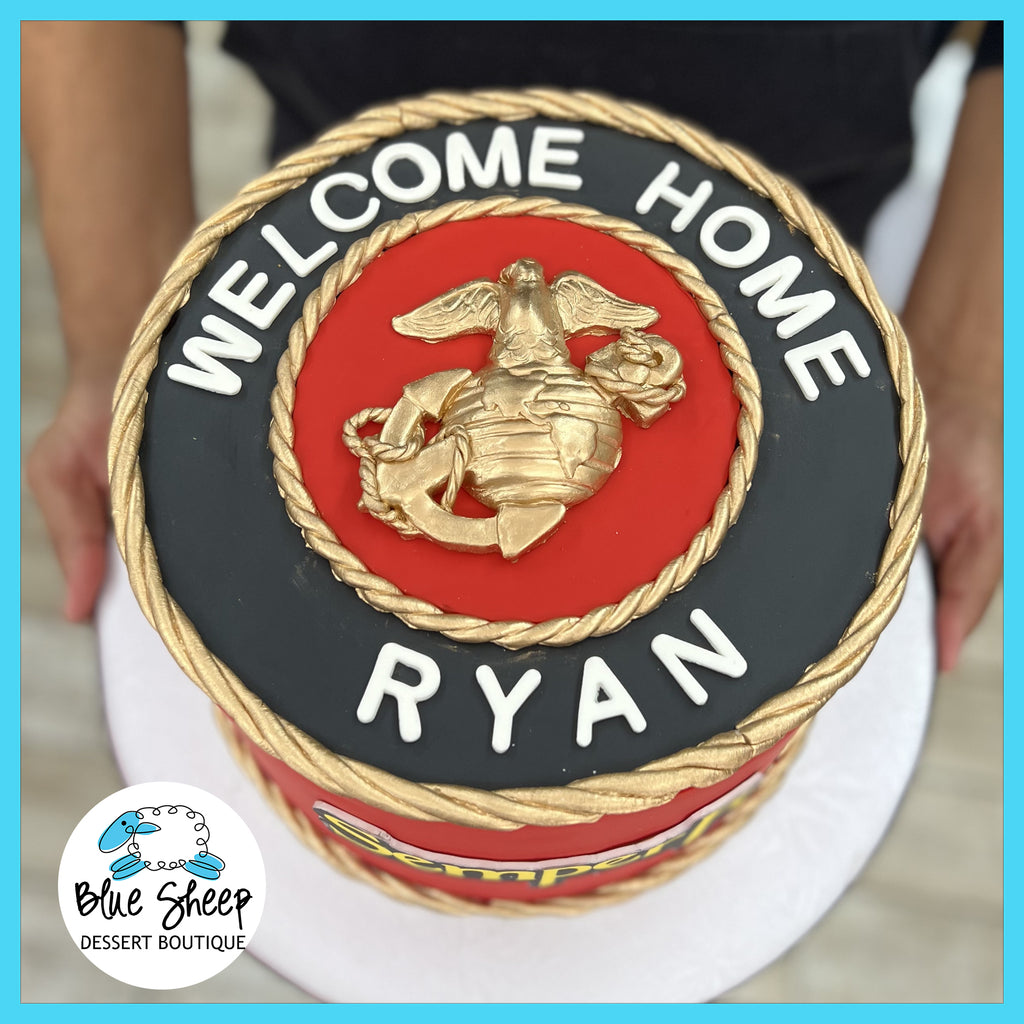 welcome home marines fondant cake