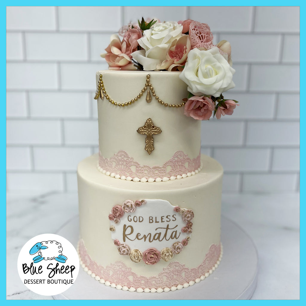 renata's lace baptism cake