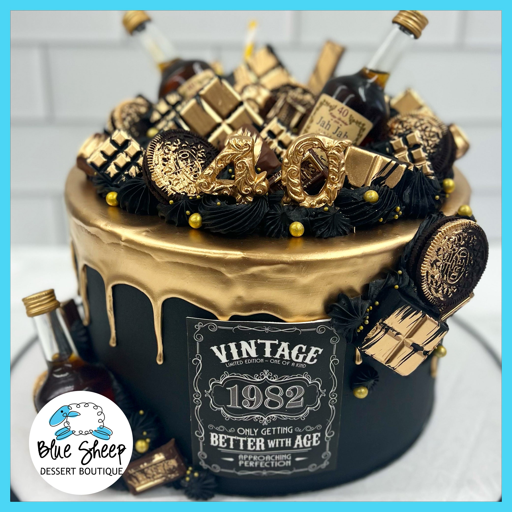 Sottobicchiere Lucido Blu 40° Compleanno Con Frase Divertente Happy Birthday Days Hours Old