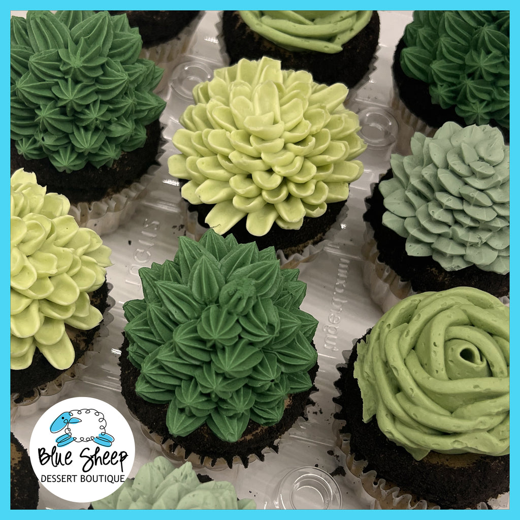 succulent inspired cupcakes