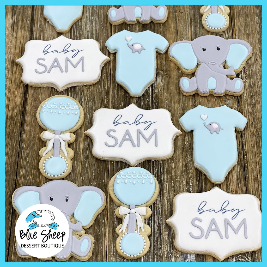 elephant baby shower cookie favors