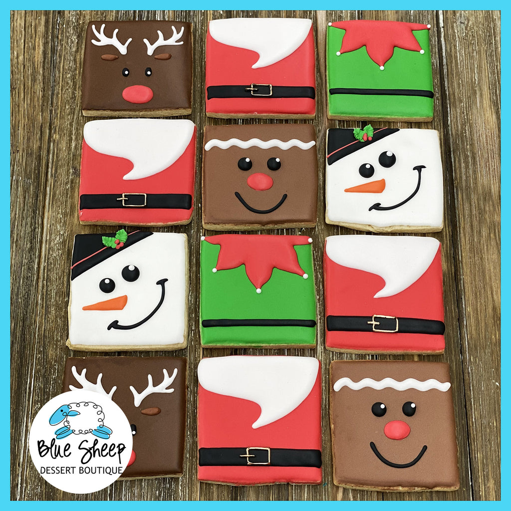 holiday characters decorated cookies