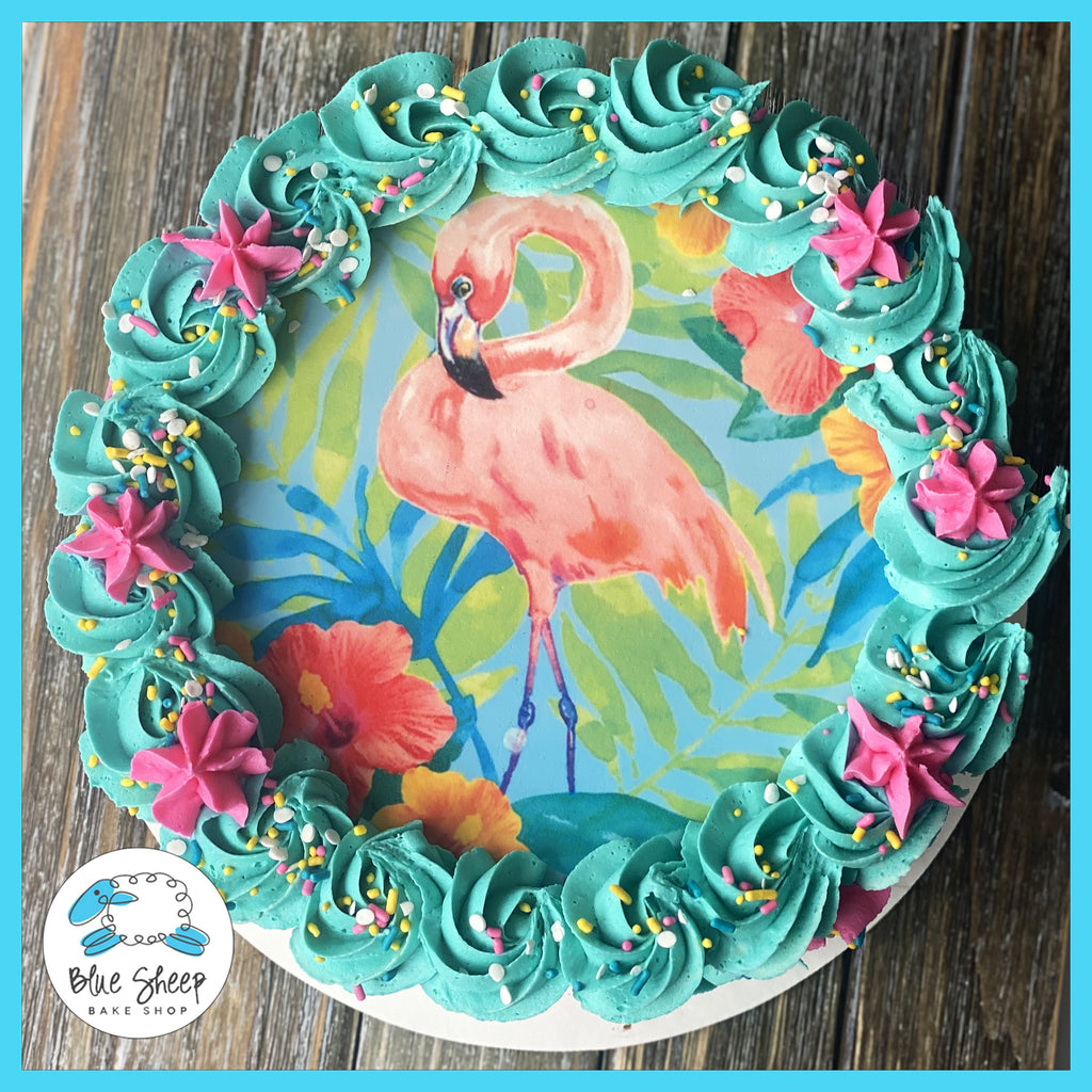 tropical flamingo ice cream cake