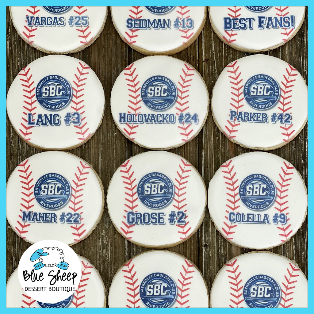 baseball team custom decorated cookies