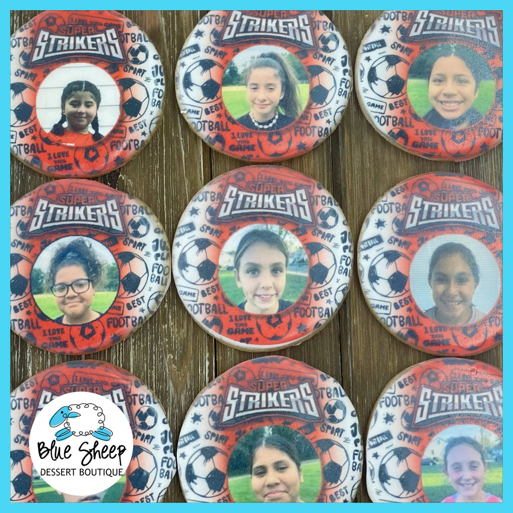 custom photo soccer printed cookies