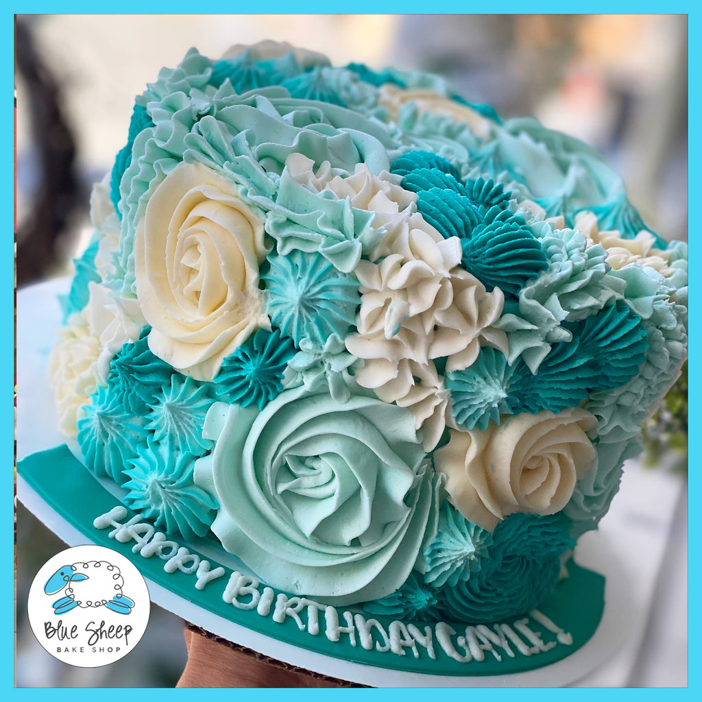 teal textues to go cake