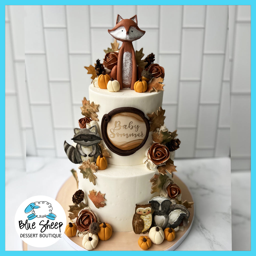 Woodland Character Baby Shower Fall Inspired Cake