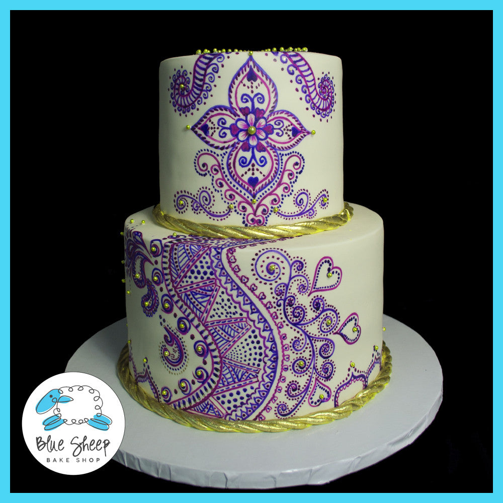 hand painted henna wedding cake
