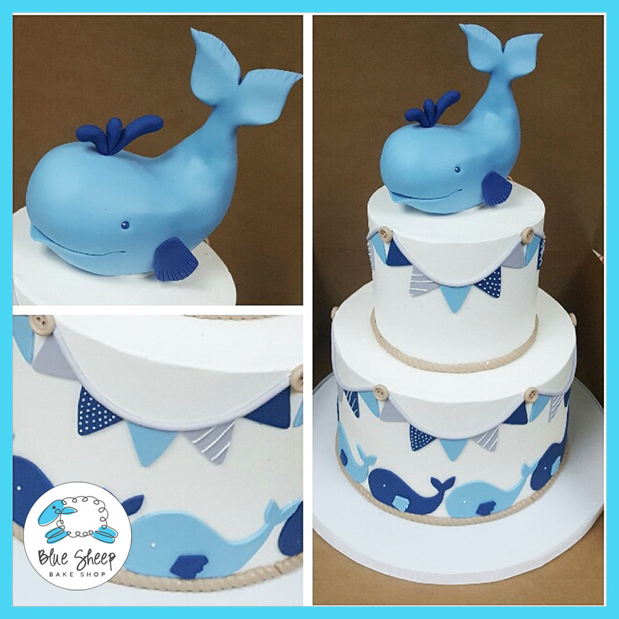Whale Baby Shower Cake NJ Blue Sheep Bake Shop