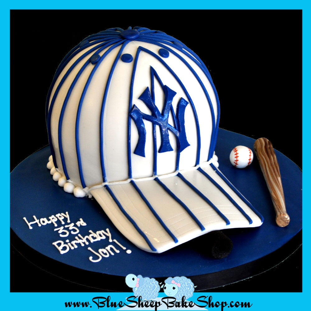 Cap Caek Yankees Striped Baseball Cap Birthday Cake – Blue Sheep Bake Shop