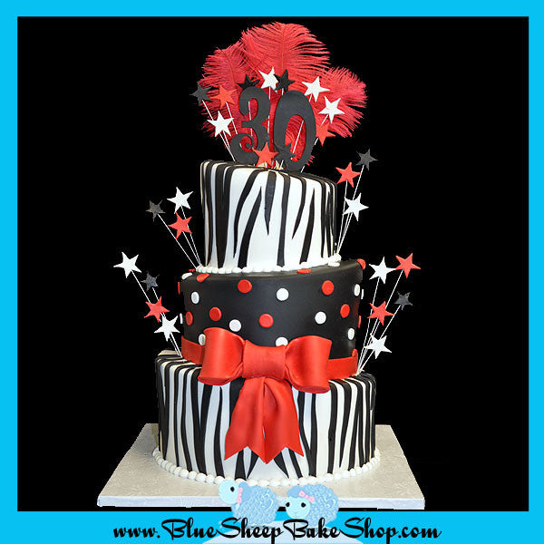 30th Birthday Zebra Topsy Turvy Cake